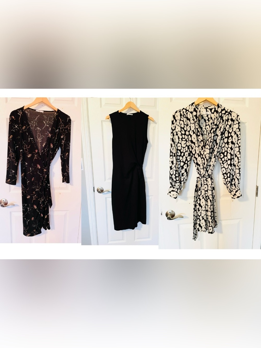 Wmns MANGO dresses, sz M/L, Price Each or bundle, blk floral/ animal print